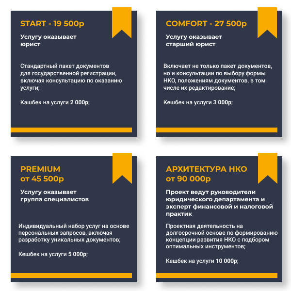 Регистрация НКО - тарифы